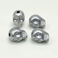 thumbnail image 4 of U8MO 50pcs Silver Acrylic Halloween Gothic Skeleton Skull Head Bead 13mm Loose Spacer, 4 of 5