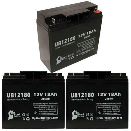 3x Pack - Compatible ActiveCare Spitfire EX 1420 Battery - Replacement UB12180 Universal Sealed Lead Acid Battery (12V, 18Ah, 18000mAh, T4 Terminal, AGM,