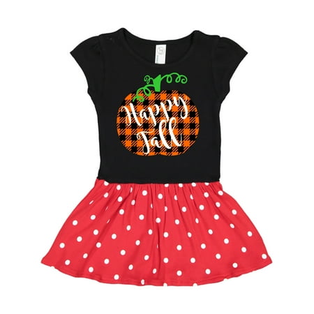 

Inktastic Happy Fall Plaid Pumpkin Gift Toddler Girl Dress