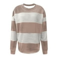 thumbnail image 3 of Lightweight Sweatshirts Womens Trendy Striped Colorblock Crewneck Pullover Oversized Sweatshirt Long Sleeve Tops (2XL, Pink), 3 of 4