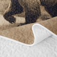 thumbnail image 5 of Manfei Farmhouse Grizzly Bear Quilt King, Vintage Cottage King Coverlet Set, Brown Tan, Black Reversible, 3 Pieces, 1 Bedspread and 2 Pillowcases, 5 of 7