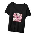 thumbnail image 3 of Camisetas de manga corta para mujer, camisetas de verano, ropa informal suave y moderna, camisetas con cuello redondo para desplazamientos, viajes y d Negro, 3 of 8