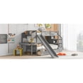 thumbnail image 5 of Twin over Twin Bunk Bed with Storage Staircase, Slide and Drawers, Desk with Drawers and Shelves, Gray 11AAE, 5 of 9