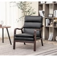 thumbnail image 2 of Uspridefurniture Clovis 24.8" Wide Mid-Century Modern Faux Leather Armchair, Black, 2 of 5