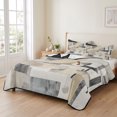 thumbnail image 2 of Twin Quilt Set 68''x86'', Grey Beige Abstract Lightweight Summer Bedspread Coverlet Set with 2 Pillow Shams, Watercolor Modern Geometric Breathable All Season Quilt Bedding for Dorm/Bedroom, 2 of 9