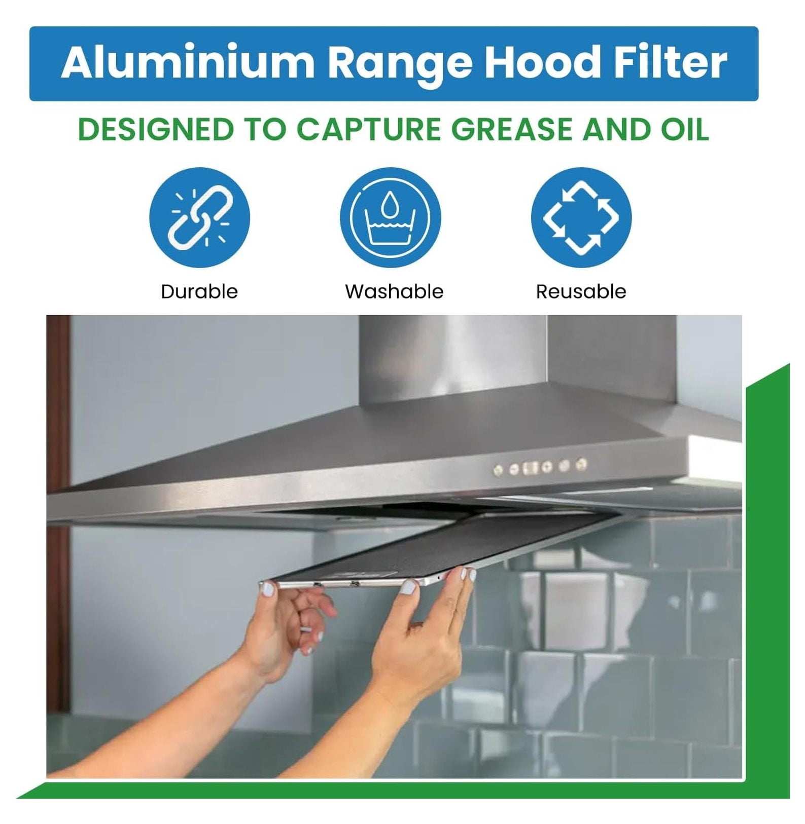 Range Hood Filter 9.5 x 30 Inch - Aluminum Grease Filter Replacement - Compatible with 19-19-266, 00368815 - 1 Pack