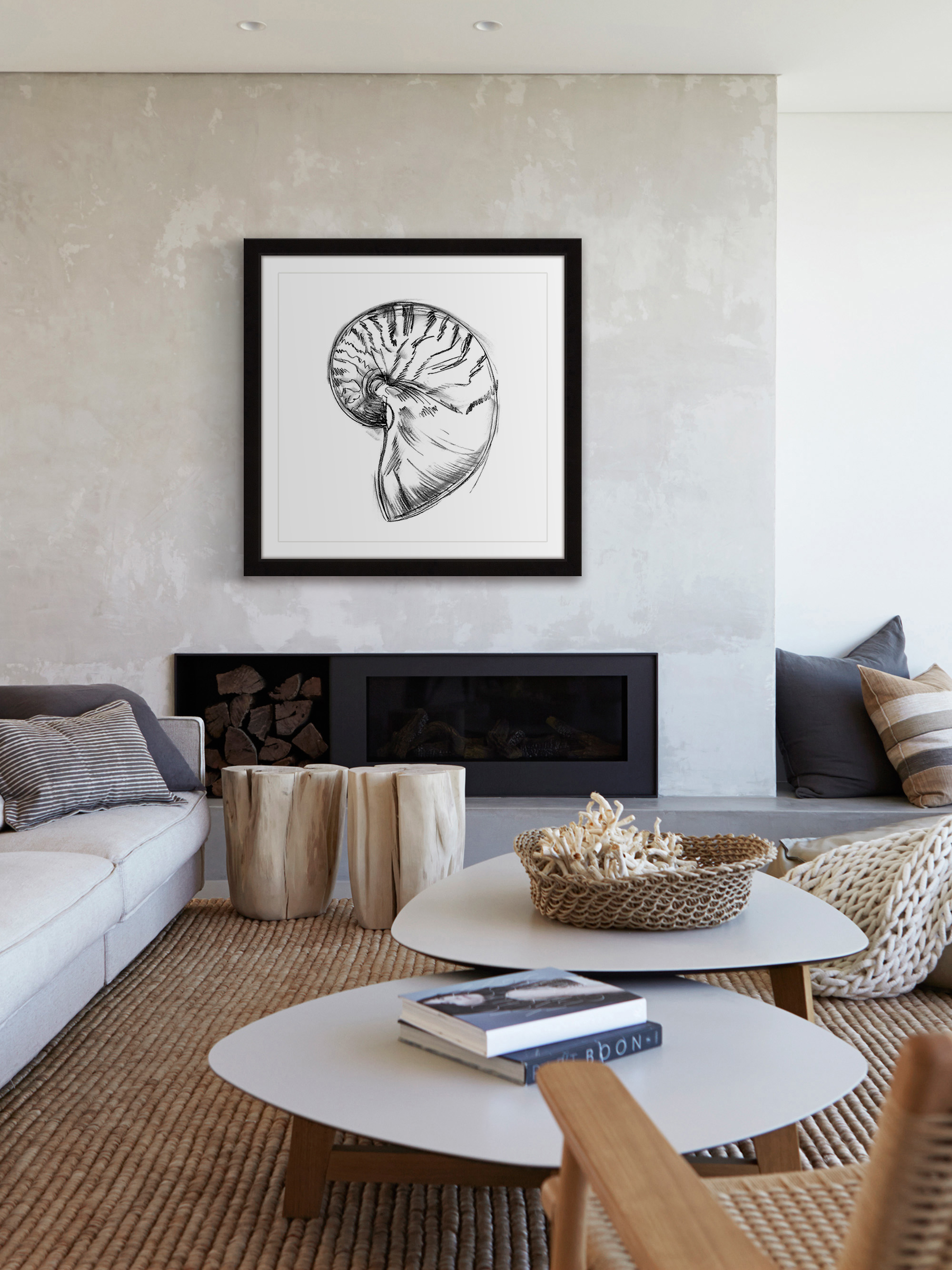 "Shell Sketch IV" Framed Painting Print