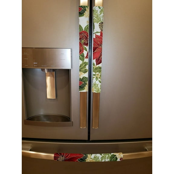 Christmas Refrigerator Oven Dishwasher Handle Covers by Penny's Needful Things (15 Inch) (Set of 3) (Poinsettia)