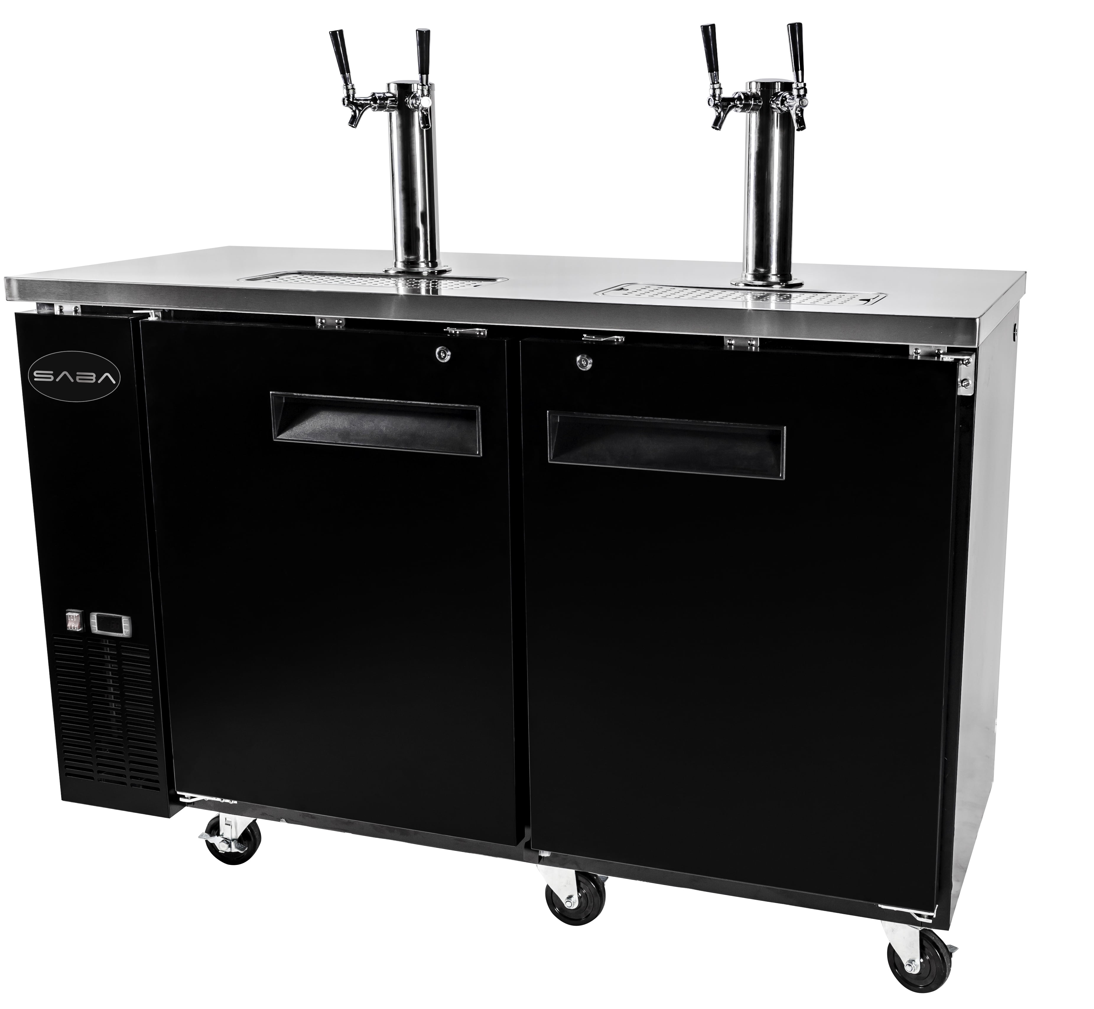 Heavy Duty Commercial 2 Tap Black Beer Dispenser (24" depth 60" length)