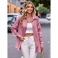 thumbnail image 5 of Womens Casual Collared Blouse Loose Fit Long Sleeve Button Down Seersucker Shirt Tops Pink L, 5 of 9