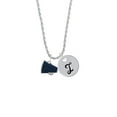thumbnail image 2 of Delight Jewelry Silvertone Small Navy Blue Megaphone Silvertone Script Initial Disc - I - Charm Necklace, 20"+3", 2 of 4