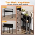 thumbnail image 4 of EastVita 28 Inch Folding Desk with Storage Shelf,Iron Frame,on Wheels,Easy Assembly,Foldable Computer Table for Home Office,Black, 4 of 9