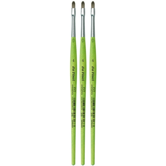 da Vinci FIT Synthetics Student Brush, Synthetic, Acrylic & Tempera, Filbert, Series 375, Size 4, Pack of 3