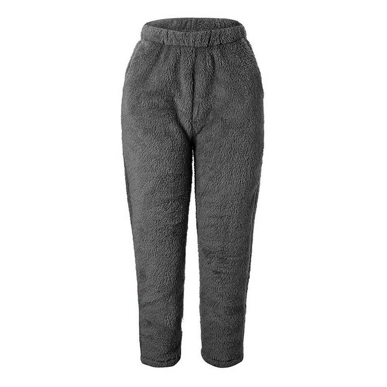 Women Fleece Plush Fluffy Fuzzy Lounge Pants Casual Knitted Sleepwear Pajama  Pants Trousers Plus Size - Walmart.com