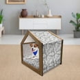 thumbnail image 3 of Grunge Pet House, Monochrome Line Art Style Leaves Natural Floral Pattern Sketchy Modern Design, Outdoor & Indoor Portable Dog Kennel with Pillow and Cover, 5 Sizes, White Black Grey, by Ambesonne, 3 of 5