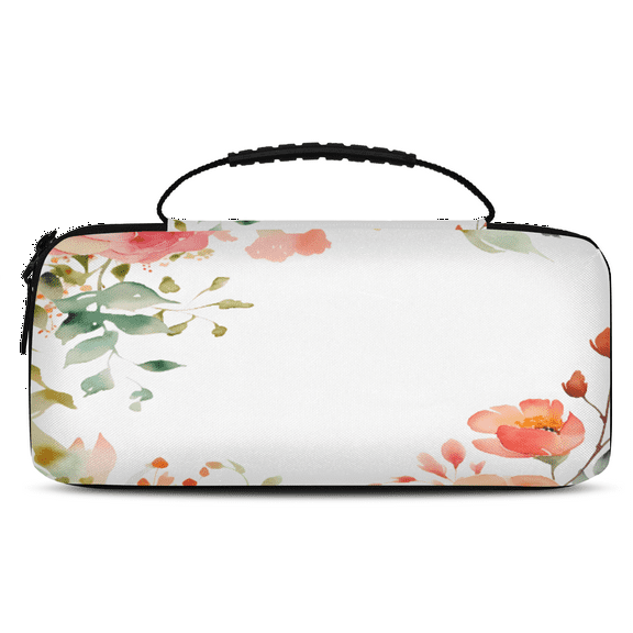 Herdesigns Watercolor Flower Carry Case Compatible with Nintendo Switch 2017 & Oled 2021, with 20 Game Card Slots, Floral Portable Travel Carrying Case Pouch for Accessories & Games