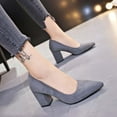 thumbnail image 4 of hopeusnice Women's Pointed Toe Block Heel Closed Toe Pumps Suede Chunky Heel Dress Shoes Comfortable Office Work Wedding Party Shoes Gray 40, 4 of 4