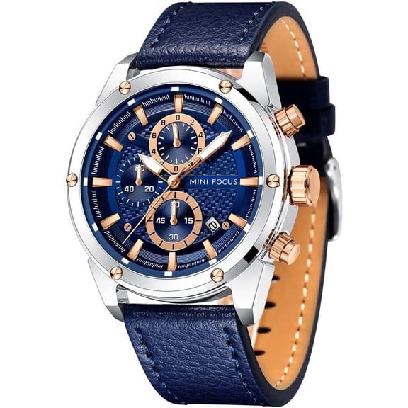 Men Watches Business Casual Wrist Watches (Multifunction/Waterproof/Luminous/Calendar) Genuine Leather Band Fashion Watch for Men