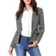 thumbnail image 2 of Blazer de rayas negro de manga larga con solapa de pico para mujer Inspire Chic 2XL, 2 of 8