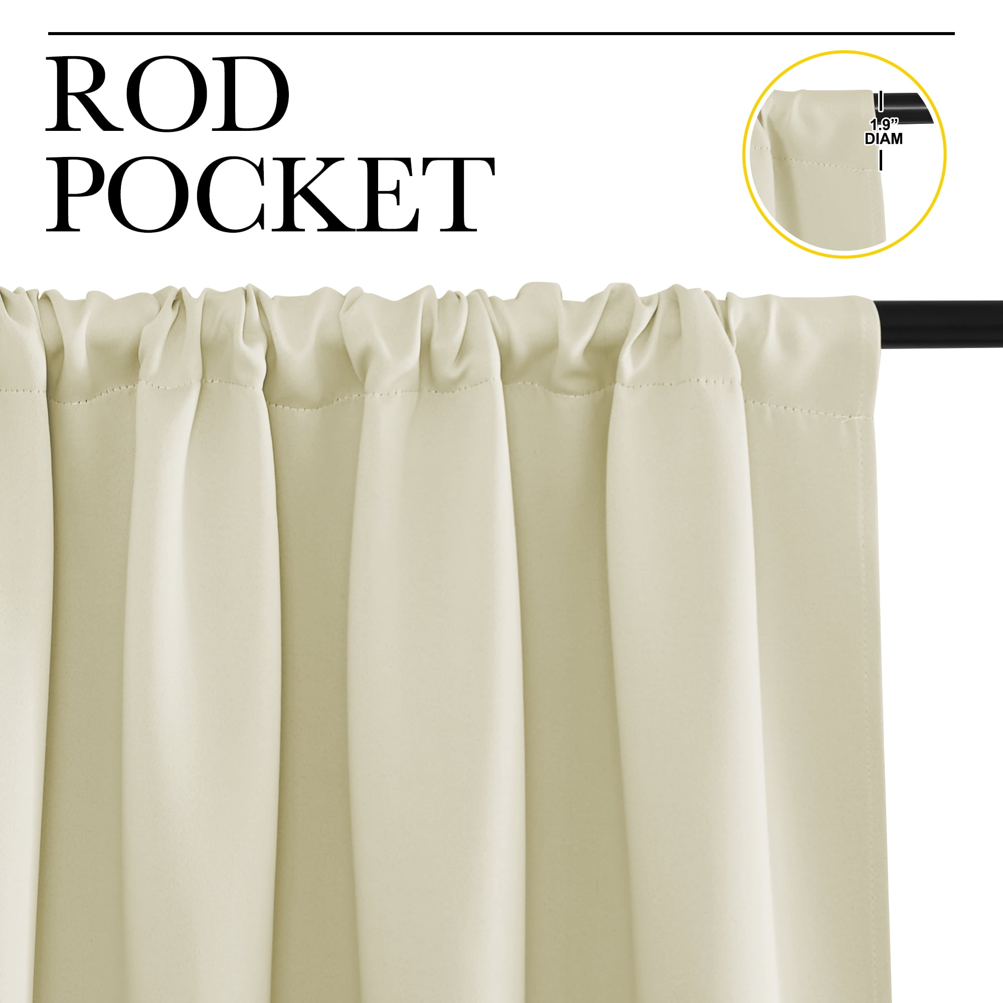 NICETOWN Blackout Curtains for Bedroom Solid Modern Thermal Insulated Rod Pocket Window Treatment, 2 Panels, W34 x L63, Beige
