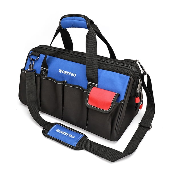 Bolsa para herramientas WORKPRO cierre en la parte superior boca ancha 45 cm con correa para el