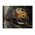 thumbnail image 3 of Designart "Geometric Momentum Yellow and Grey Train I" Transportation Print on Natural Pine Wood, 3 of 5
