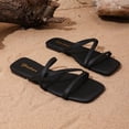 thumbnail image 4 of Domuza Women's Flat Sandals Summer Soft Lightweight Square Open Toe Slides Beach Vacation Pool Casual Home Shower Slipper Black 8（EU-40）, 4 of 5