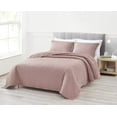 thumbnail image 2 of Chezmoi Collection Owen 3-Piece Soft Cooling Bamboo Fiber Quilt Bedspread Diamond Quilted Coverlet Set (Queen, Woodrose), 2 of 9