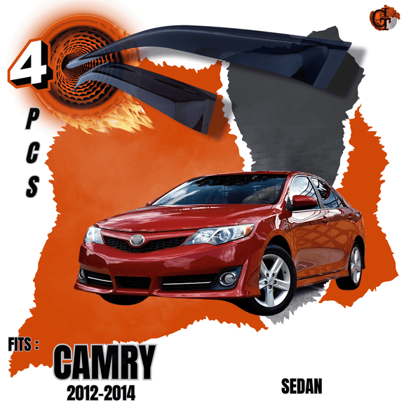 Fits 2012-2014 Toyota Camry | Out-Channel Auto-Visor Side Window Rain Deflector | Tinted Smoke Black