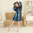 thumbnail image 3 of FORMRS Niños Bathrobe Unisex Hooded Robe Soft Plush Pajamas Sleepwear, Size 10-12T, Blue Butterfly, 3 of 7