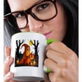 thumbnail image 2 of 3drose, a Hooded Cloaked Figure Collecting Toadstools in a Woodland Cut Out, 11oz Two-tone Green Mug, 2 of 6