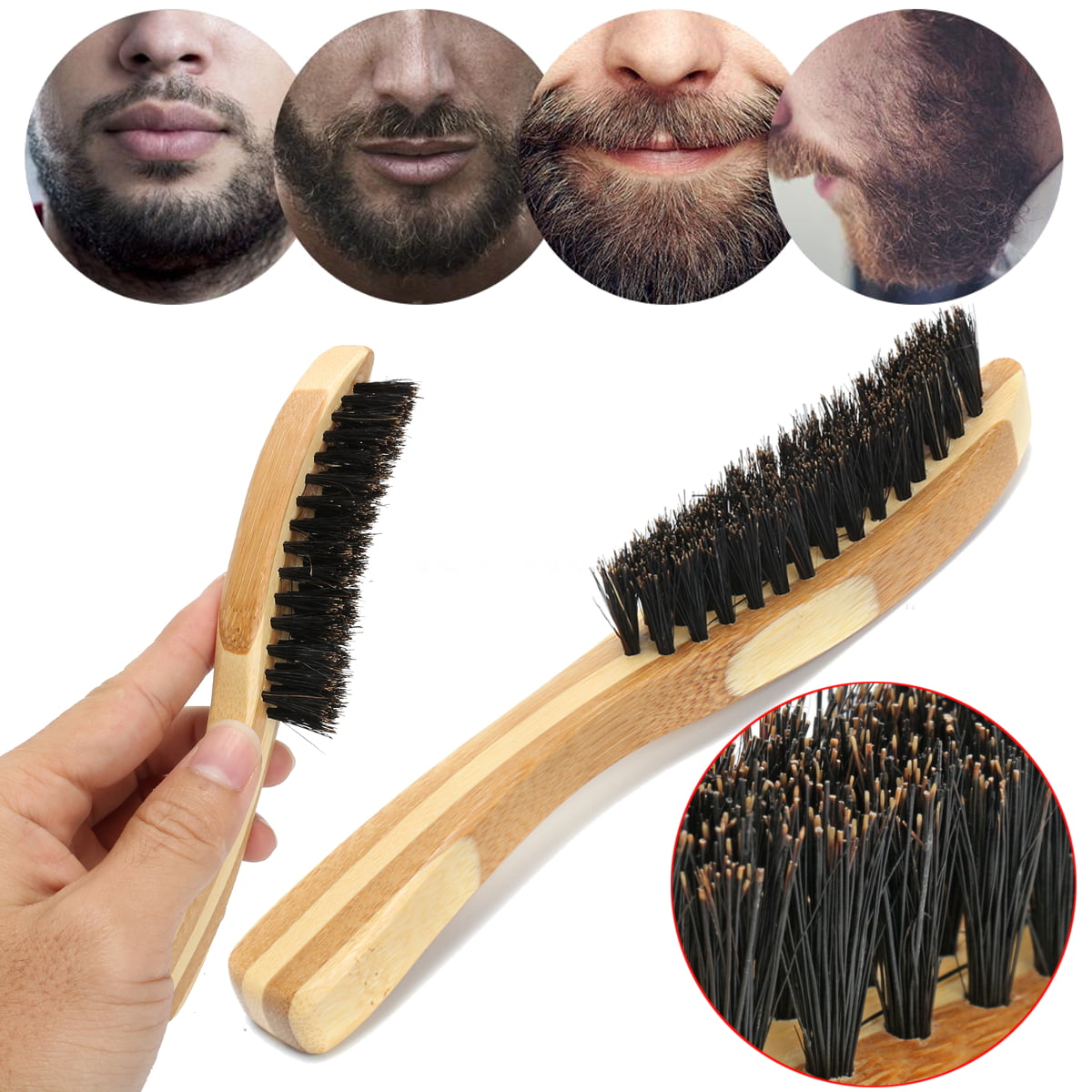 Men Beard Brush 100% Boar Bristle Mustache Facial Hair Shaving Brush Bamboo  Handle | Walmart Canada