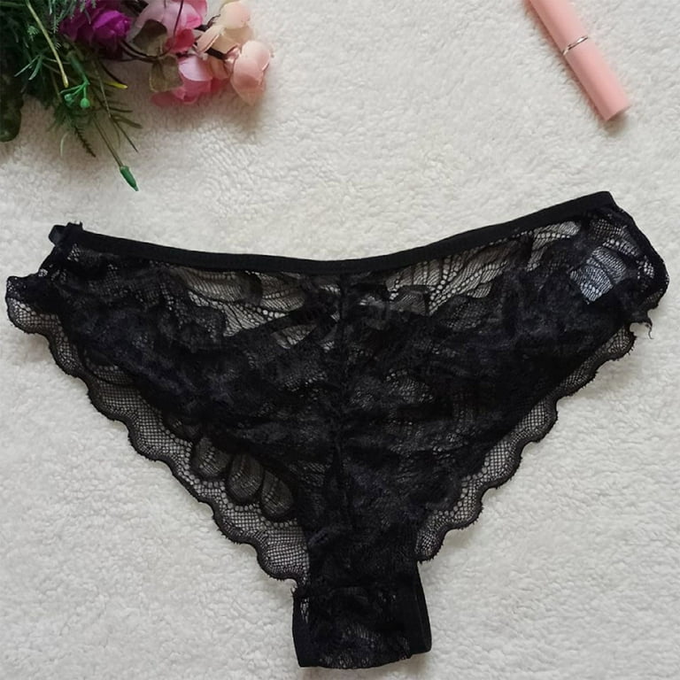 Efsteb Womens Lace Underwear Ropa Interior Mujer Low Waist Briefs Lingerie  Breathable Underwear Transparent Sexy Comfy Panties Ladies Lace Hollow Out  Underwear G Thong Black 