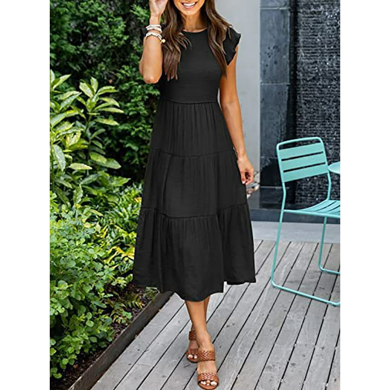 Casual short sleeve midi dress sale