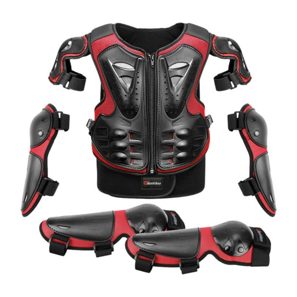 Traje de protección para motocicleta para niños, cómodo y resistente al agua, equipo de protección para motocross. Rojo