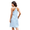thumbnail image 2 of Fiophy Women's 100% Linen Sleeveless V Neck Halter High Low Midi Dresses with Pockets Summer Casual Beach Flowy Dresses, Blue, XL, 2 of 7