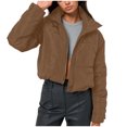 thumbnail image 2 of qolati Women's Winter Cropped Puffer Jacket Y2k Trendy Long Sleeve Zipper Quilted Lightweight Jackets Warm Short Down Coat Outwear, 2 of 6