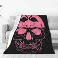 thumbnail image 1 of Manta de microfibra ultra suave con estampado 3D de calavera de flamenco rosa para el cáncer de mama, para todas las estaciones, para sofá, cama cálida, 1 of 5
