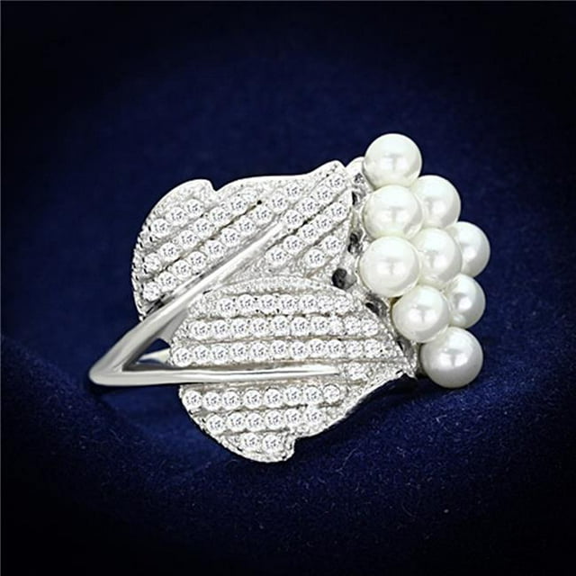 Alamode TS167-7 Bague Femme en Argent Sterling 925 Rhodié avec Strass en Blanc - Taille 7