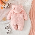 thumbnail image 4 of FYMNSI Baby Girls Boys Winter Clothes Newborn Fleece Rompers Onesie Warm Hooded Zipper Jumpsuit Outfits 9-12 Months Pink, 4 of 7