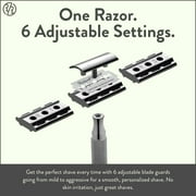 Rockwell Razors 6C Safety Razor with 6 Adjustable Settings and 5 Razor Blades, Gunmetal Chrome