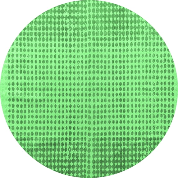 Ahgly Company Indoor Round Abstract Emerald Green Modern Area Rugs, 4' Round