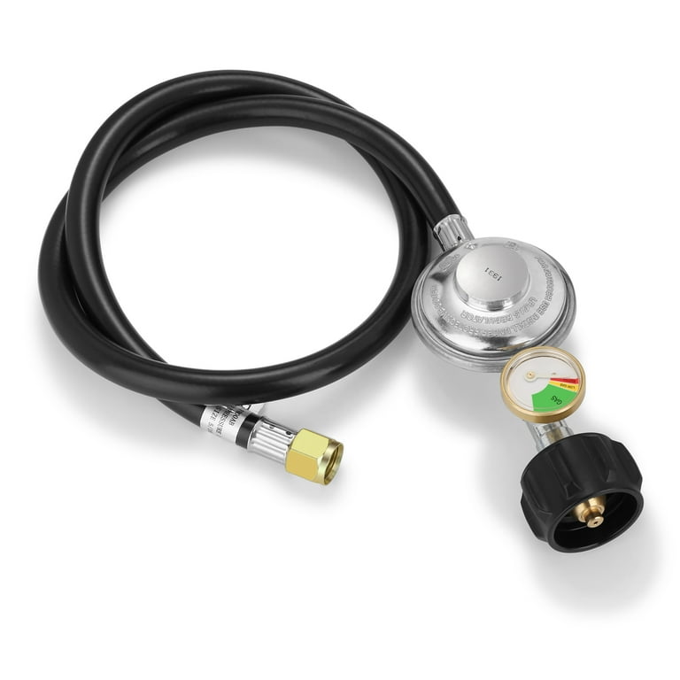 WADEO 2FT Propane Regulator Hose with Propane Tank Gauge, LP Gas Regulator for Most QCC1 Hose and Regulator for Most LP Grill, Heater and Fire Pit Table, 3/8'' Female Flare Fitting WADEO 2FT Propane Regulator Hose with Propane Tank Gauge, LP Gas Regulator for Most QCC1 Hose and Regulator for Most LP Grill, Heater and Fire Pit Table, 3/8'' Female Flare Fitting