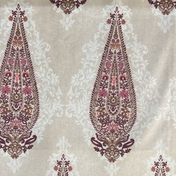 Decora Furnishings 54-Inch Microfiber Velvet Paisley Design Vintage Boho Fabric by The Yard, Pink