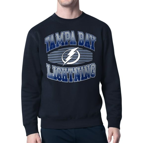 Men's Starter Navy Tampa Bay Lightning Team Grit Graphic Fleece Pullover Sweatshirt