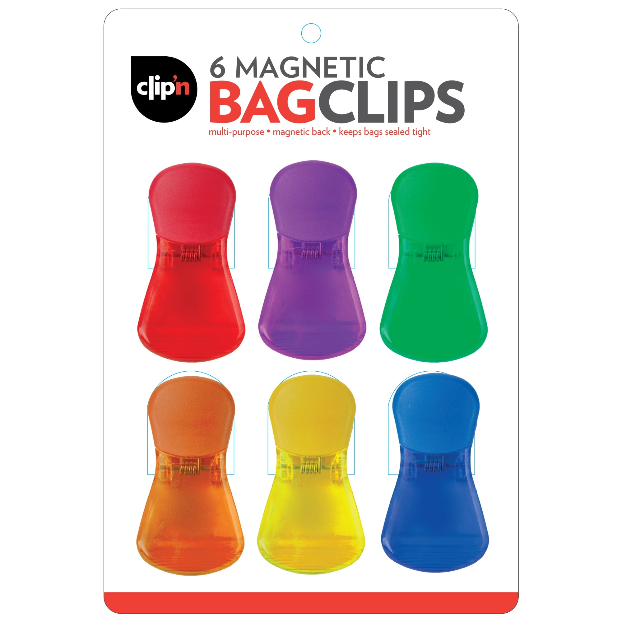 Yellow Chip Clips Magnetic 6-Pack Clips for Bags Food Snack Clips 