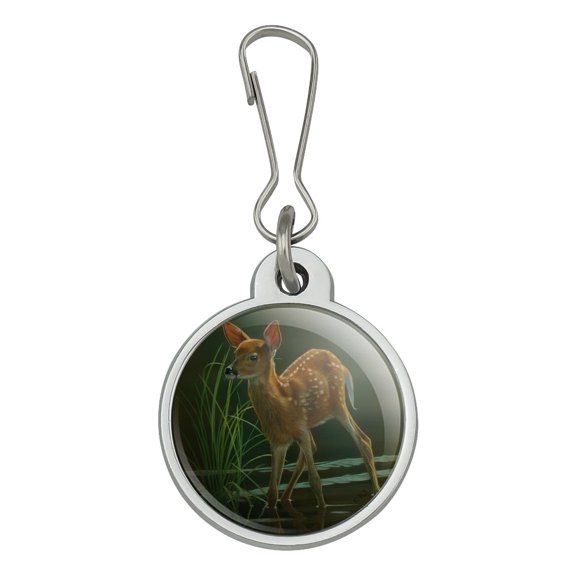White-Tailed Fawn Alert Baby Deer Jacket Handbag Purse Luggage Backpack Zipper Pull Charm