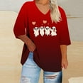 thumbnail image 2 of FDGIU Halloween Shirts for Women Women's Halloween Fashion Daily Printed V-neck Three Quarter Sleeve 3/4 Sleeve T-shirt Large Loose Top Spooky Season Graphic, 2 of 4