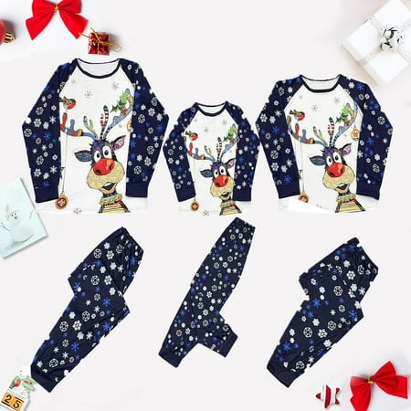 

purcolt Women Family Christmas Pjs Matching Sets 2pcs Cute Snowflake Elk Print Long Sleeve Tops+Fashion Lounge Pants Suit Holiday Family Pajamas Jammies Sleepwear Loungewear Outfits