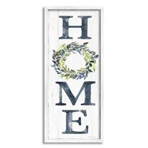 Stupell Industries HOME Sign Garland Twig Plant Leaves ,10 x 24, Design by Kristen Brockmon